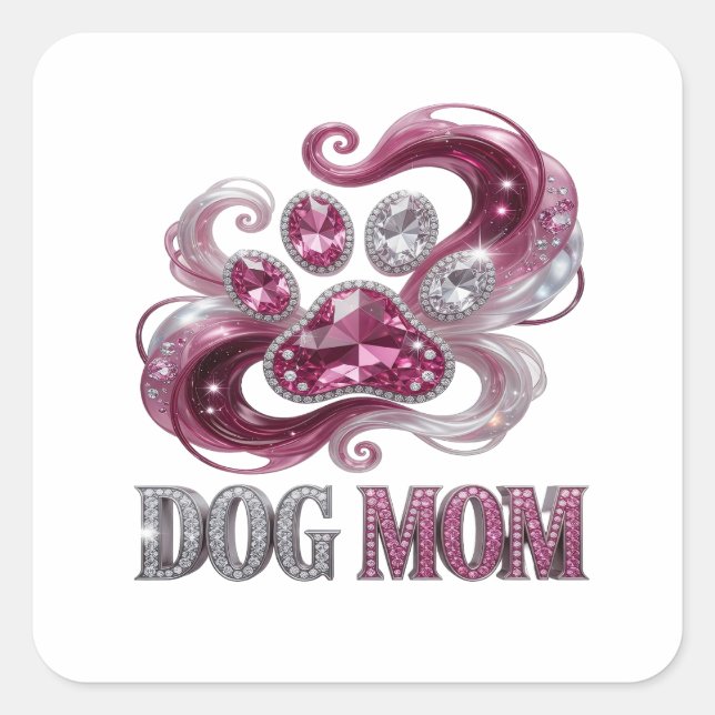 Vibrant Silver DOG MOM Sticker Design (Front)