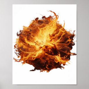Vibrant Silver FIRE BALL Slogan Design Poster
