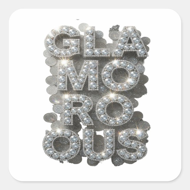 Vibrant Silver GLAMOROUS Sticker Motif (Front)
