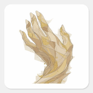 Vibrant Silver GOLDEN HANDS Sticker Print