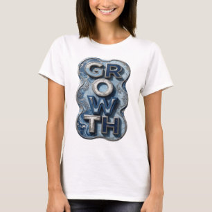 Vibrant Silver GROWTH Artistic Motif T-Shirt