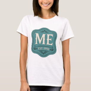 Vibrant Silver ME EST 1990 Design T-Shirt