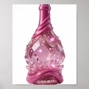 Vibrant Silver PINK GLASS BOTTLE OF WISHES Poster
