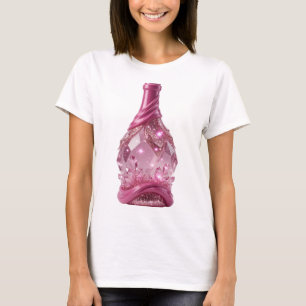 Vibrant Silver PINK GLASS BOTTLE OF WISHES T-Shirt