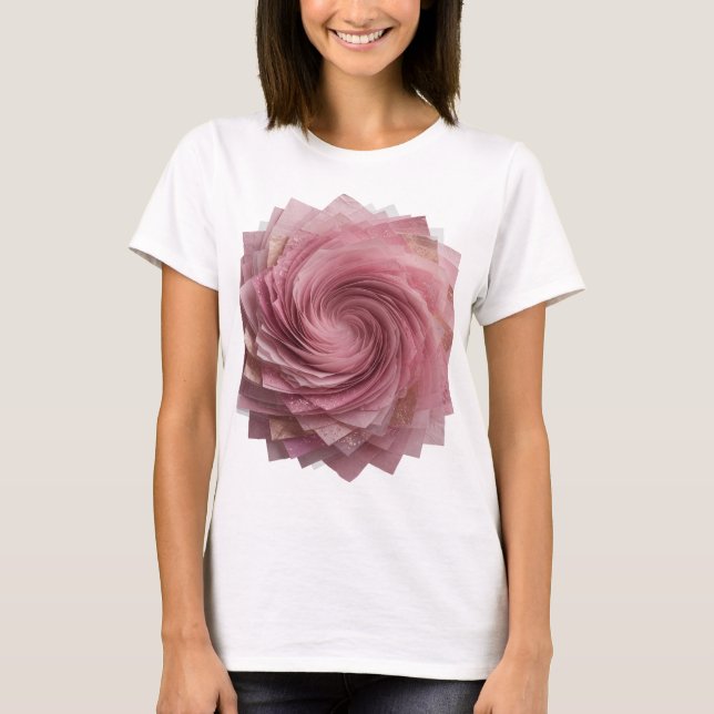 Vibrant Silver PINK ROSE Text Design T-Shirt (Front)