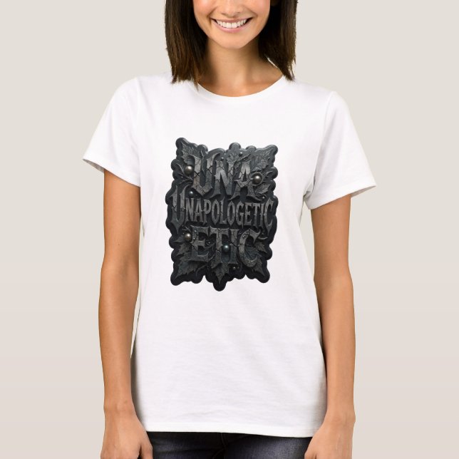 Vibrant Silver UNAPOLOGETIC Print T-Shirt (Front)