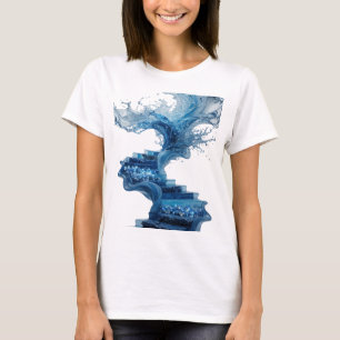 Vibrant Silver WATER LIFES THE WORLDS 3D Text Art T-Shirt