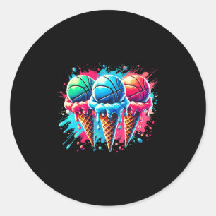 Vibrant Sketll Ice Cream Bold Summer Drip Design Classic Round Sticker