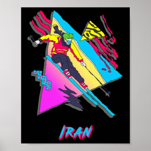 Vibrant Skiing Design With Iran Motif Ski Skier Poster