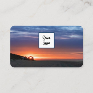 Vibrant sky beach sunset travel agent with logo business card