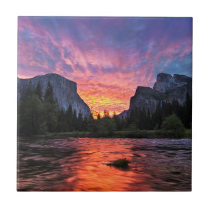 Vibrant Sky Yosemite Valley Ceramic Tile