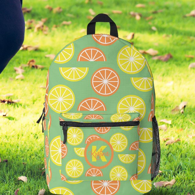 Vibrant Sliced Lemon Lime Orange Pattern Printed Backpack (Creator Uploaded)