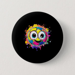 Vibrant Soccer Ll With Happy Face Design 6 Cm Round Badge