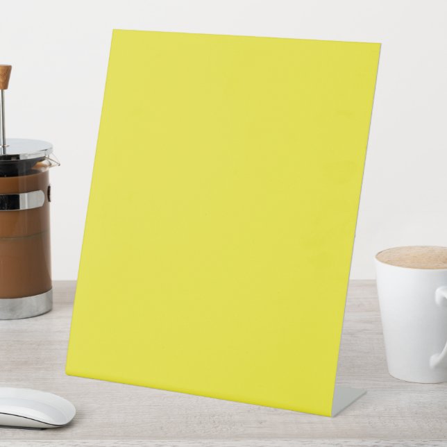 Vibrant Solid Yellow Background  Pedestal Sign (In SItu)