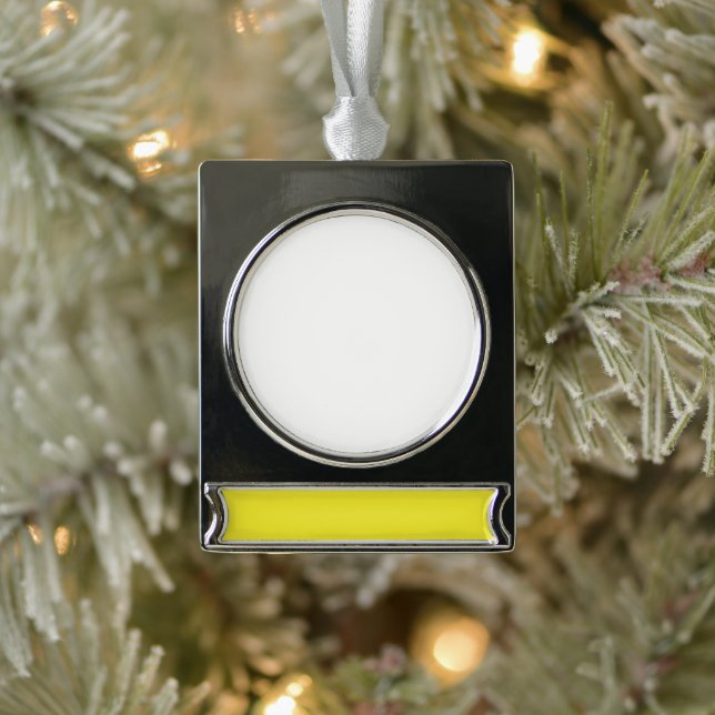 Vibrant Solid Yellow Background  Silver Plated Banner Ornament (Tree)