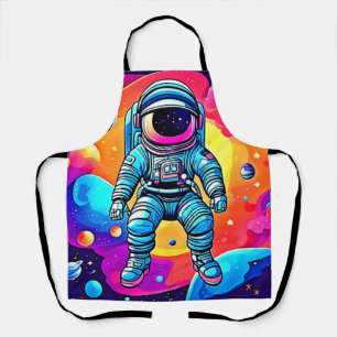 Vibrant Space Cartoon Art: Astronaut Dreams Apron