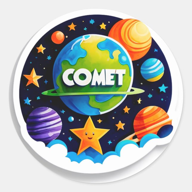 Vibrant Space Globe With Planets Classic Round Sticker (Front)