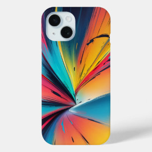 Vibrant Speed Burst Neon Abstract Energy Art iPhone 15 Case