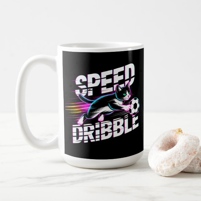 Vibrant Speed Dribble Cat Mug for cat lovers (With Donut)