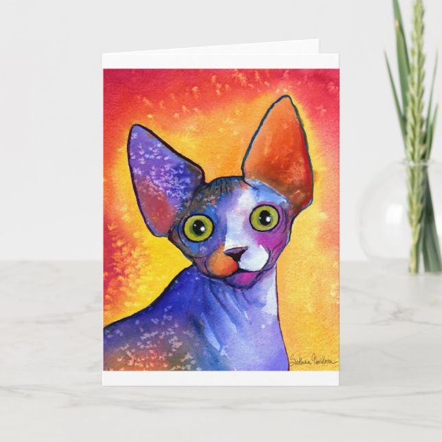 Vibrant sphynx cat 3 painting card (Front)