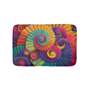 Vibrant Spiral Abstract Patterns Bath Mat