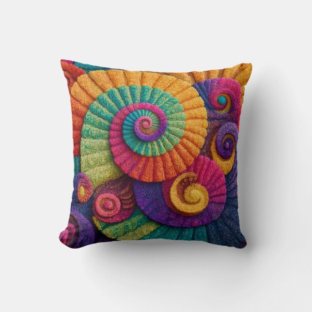 Vibrant Spiral Abstract Patterns Cushion (Front)