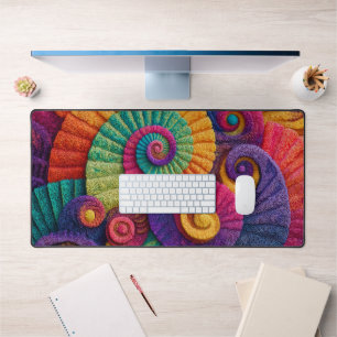 Vibrant Spiral Abstract Patterns Desk Mat
