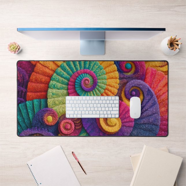 Vibrant Spiral Abstract Patterns Desk Mat (Office 1)