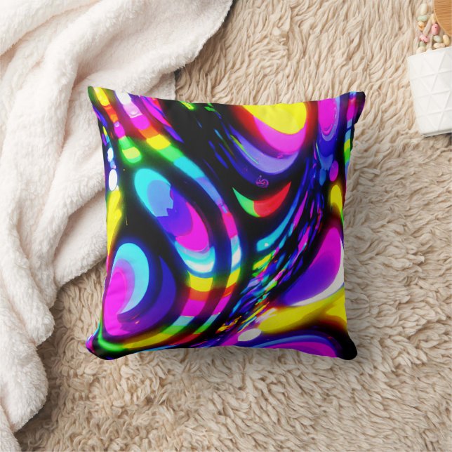 Vibrant Spiral Fantasy Pattern Cushion (Blanket)