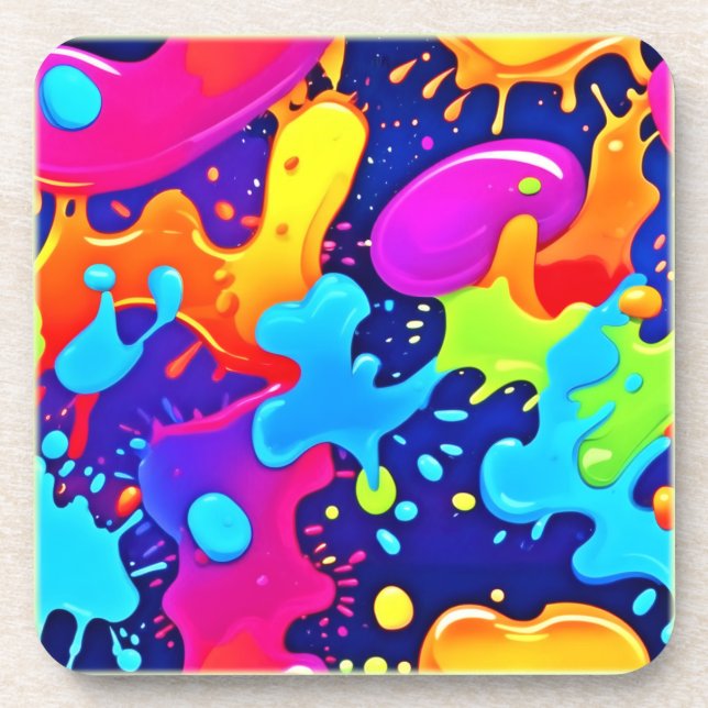 Vibrant Splash of Colour Art Explosion Coaster (Front)