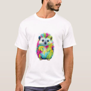 Vibrant Splash Watercolor Neon Hedgehog Men T-Shirt