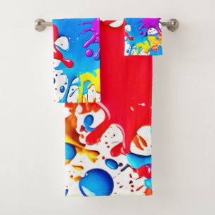 Vibrant Splashes of Neon Colours Bath Towel Set