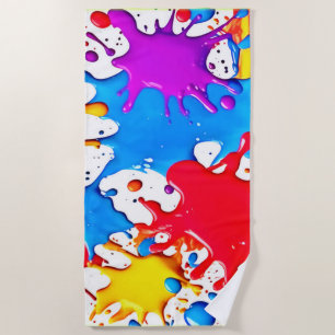 Vibrant Splashes of Neon Colours Beach Towel
