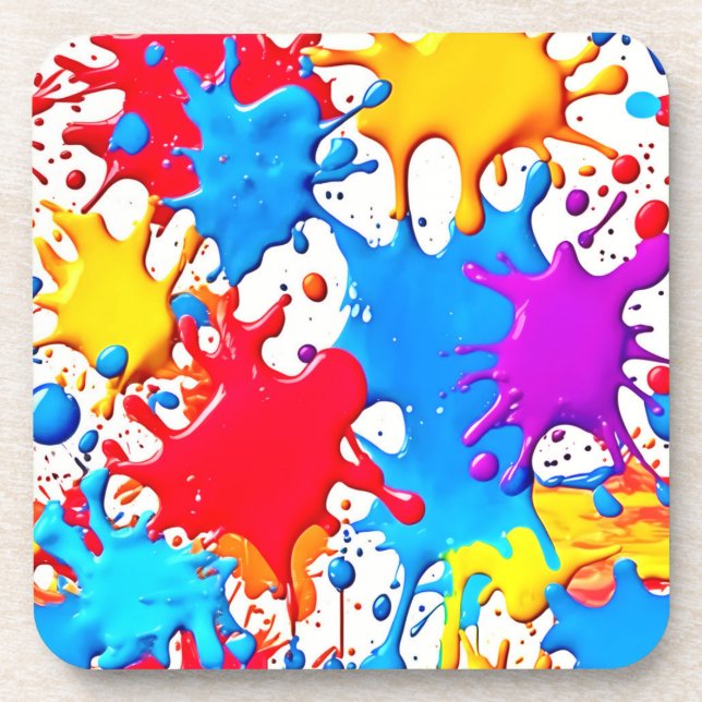 Vibrant Splashes of Neon Colours Coaster (Front)