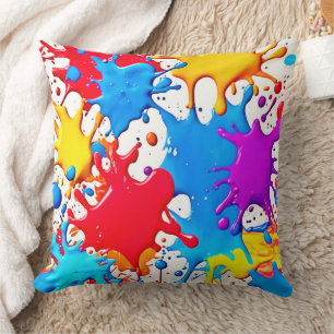 Vibrant Splashes of Neon Colours Cushion