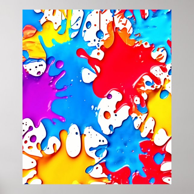 Vibrant Splashes of Neon Colours Poster (Front)