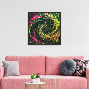 Vibrant Splatter and Gold Abstract Canvas Print