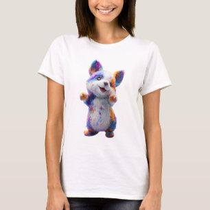 Vibrant Splatter Paint Rainbow Corgi Puppy Women T-Shirt