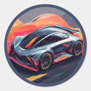Vibrant Sports Car Classic Round Sticker