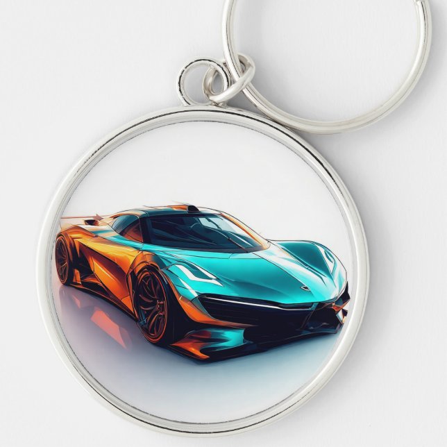 Vibrant Sports Car with Modern Design Key Ring (Front)