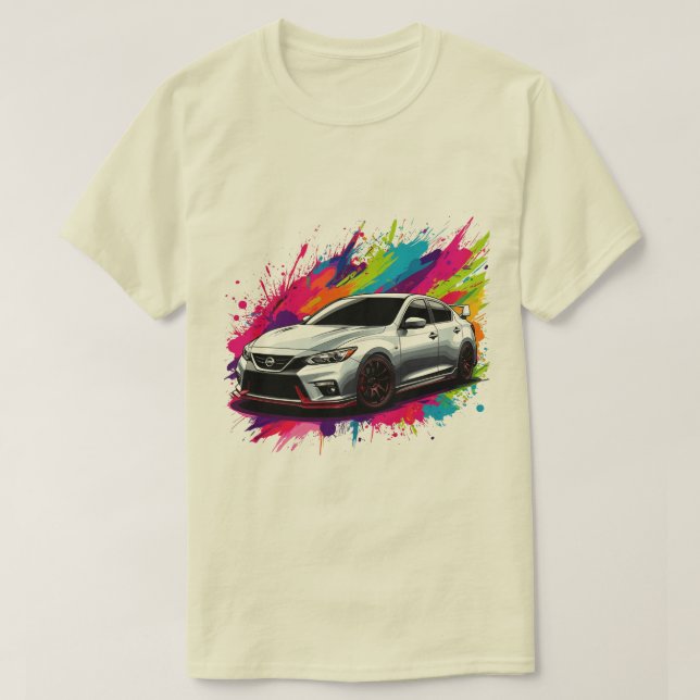 Vibrant Sports Car with Splash of Colours T-Shirt (Design Front)