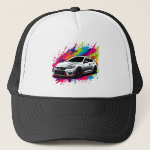 Vibrant Sports Car with Splash of Colours Trucker Hat