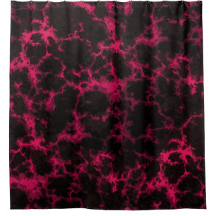 Vibrant Spotted Goth Pink and Black Shower Curtain