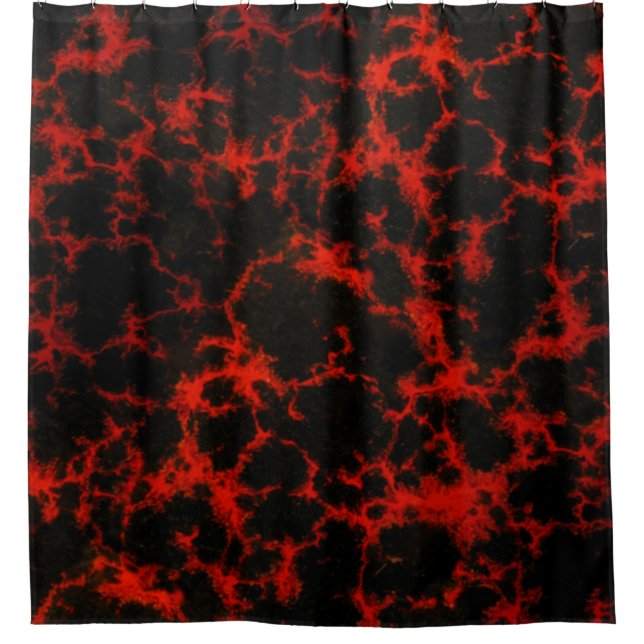 Vibrant Spotted Goth Red and Black Shower Curtain (Front)