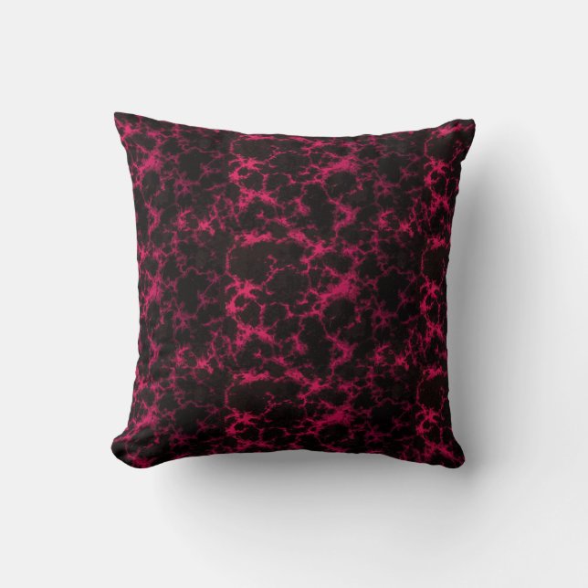 Vibrant Spotted Pink and Black Flames Cushion (Front)