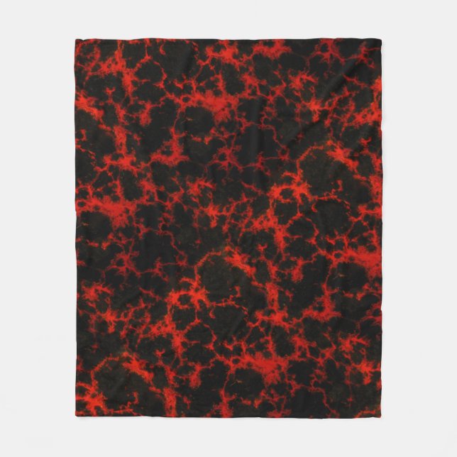 Vibrant Spotted Red and Black Flames Fleece Blanket (Front)