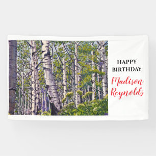 Vibrant Spring Aspen Tree Birthday Banner