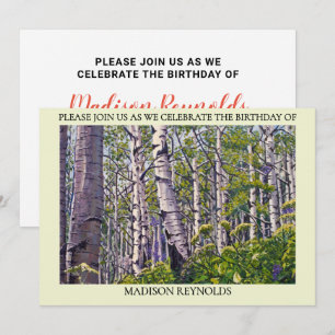 Vibrant Spring Aspen Tree Birthday Invitation