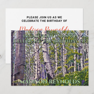 Vibrant Spring Aspen Tree Birthday Invitation