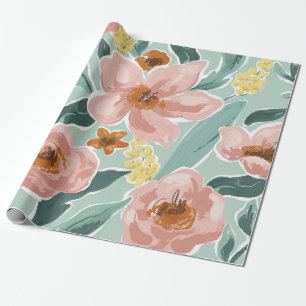 Vibrant Spring Bloom Painterly Floral Wrapping Paper